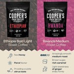 Load image into Gallery viewer, Gourmet Coffee Sampler Gift Box Set, Roasted Coffee Beans, Sumatra Dark, Kenya AA Medium-Dark, Rwanda Medium, Natural Ethiopian Light, Whole Bean, 4 Bags, 16 oz Total