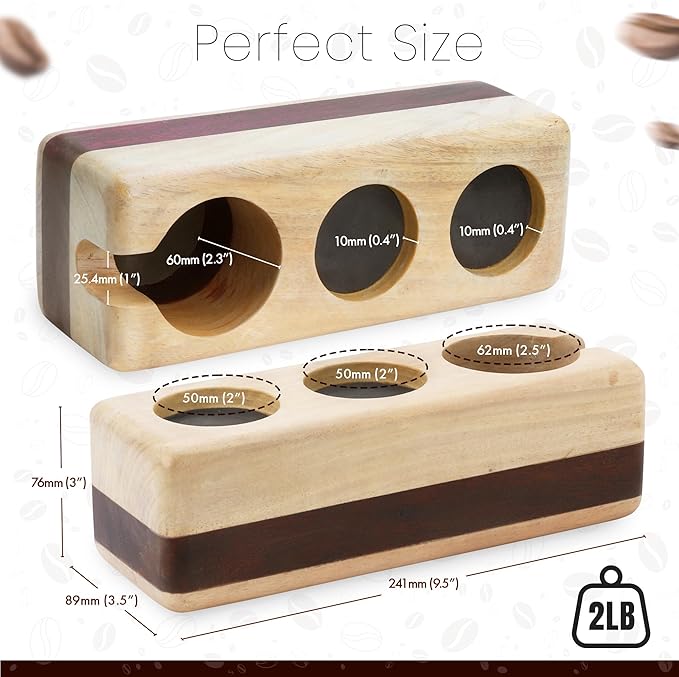 62mm Tamper Holders - Wooden Portafilter Holder & Espresso Station