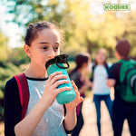 Load image into Gallery viewer, koodee Water Bottle for School-16 oz Stainless Steel Triple Wall Vacuum Insulated Water Bottle for Girls, Wide Mouth Bottle with Leakproof Spout Lid (Teal)