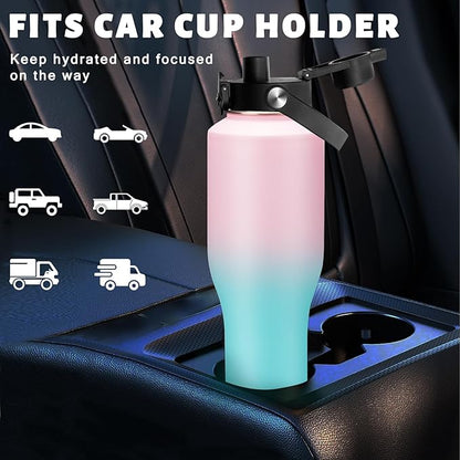 40oz Stainless Steel Water Bottles - Leak-Proof Insulated Tumblers with Straw Keep Cold 48H & Hot 24H, Vacuum Metal Coffee Mug Tumbler 40oz Water Bottle That Fits In Car Cup Holder