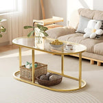 Load image into Gallery viewer, Coffee Table Gold Glass Coffee Tables for Living Room, Oval Table Center Table with Sturdy Metal Frame,Modern Tempered Glass Accent Tables for Bedroom Home Office
