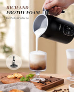 Load image into Gallery viewer, Milk Frother and Steamer 4 in 1, Milk Steamer with Auto Temperature Control, Warm &amp; Cold Foam Maker, Hot Chocolate Maker, Frother for Coffee, Latte, Cappuccino, Black