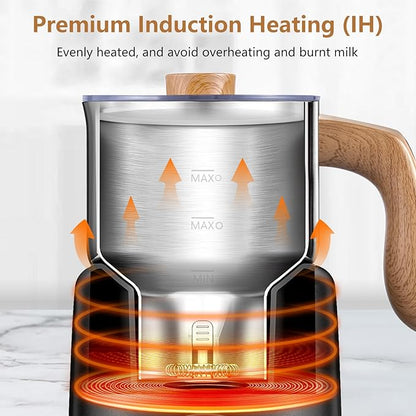 AMZCHEF Milk Frother Steamer, 8-in-1 IH Induction Heating Frother with 2 Cups (21oz & 13.5oz), Automatic Cold Foam & Heated Milk Maker for Latte, Cappuccino, Hot Chocolate