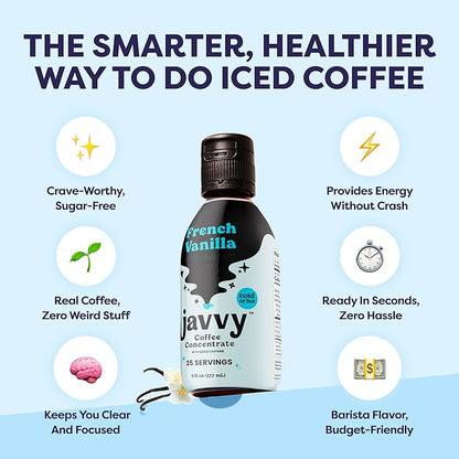 Coffee Concentrate - Cold Brew Coffee, Perfect for Hot or Iced Instant Coffees, Hot Drinks, Cold Brew Concentrate, 35 Servings - French Vanilla