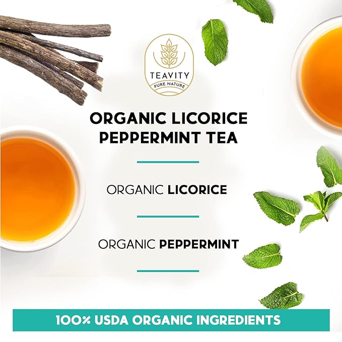 Organic Licorice Mint Tea Pods for Keurig - Natural Decaf Peppermint Tea by Teavity (36 Tea Pods)