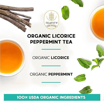 Organic Licorice Mint Tea Pods for Keurig - Natural Decaf Peppermint Tea by Teavity (12 Tea Pods)