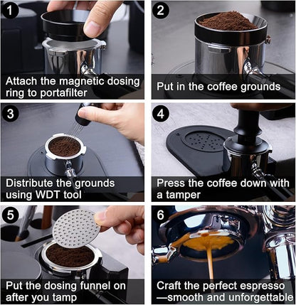Espresso Accessories Kit 51mm, Coffee Tamper Set with Espresso Tamper, WDT Tool, Espresso Tamper Mat, Espresso Dosing Funnel, Puck Screen, Espresso Tools for 51mm Coffee Machine Accessories