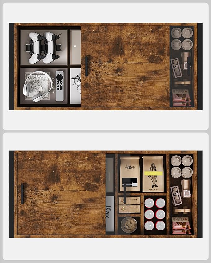 Coffee Table, 40" Center Table with Storage Shelf, Rectangle Coffee Table, for Living Room, Toolless, Easy Assembly, Simple Style, Rustic Brown (Colonial)