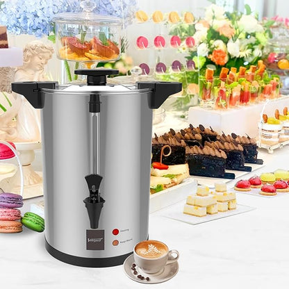 Valgus Commercial Coffee Urn 32-Cup 6L Stainless Steel Large Coffee Maker with Percolator Electric Hot Water Dispenser for Party, Office, Wedding