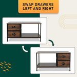 Load image into Gallery viewer, SENIG Coffee Table with Drawers, Coffee Table for Living Room, 2-Tier Coffee Tables with Storage Drawers，Brown Coffee Tables for Small Spaces, Rectangle Wood Ttable, Metal Side End Table