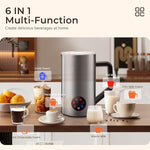 Load image into Gallery viewer, MAISON HUIS Milk Frother, 6-IN-1 Electric Milk Steamer, 20oz/591ml Hot &amp; Cold Foam Maker for Latte &amp; Cappuccino, 550W Fast Heating Stainless Steel Milk Steamer, Hot Chocolate Maker