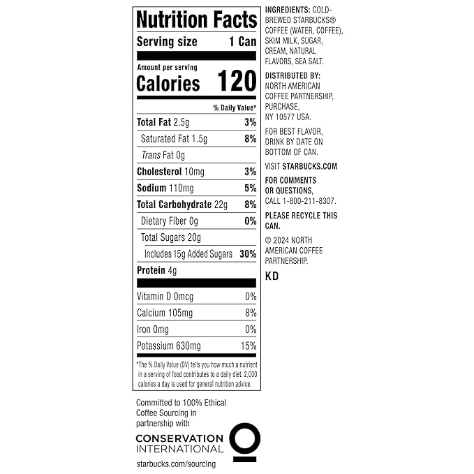 Starbucks Cold Brew Coffee, Salted Caramel Cream, 11 fl oz Cans (12 Pack), Premium Coffee Drink, Iced Coffee