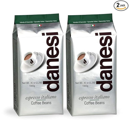 Danesi Caffe Italian Whole Coffee Beans - Espresso Coffee Beans and Medium Roast Whole Bean - Perfect for Espresso Machines, French Press, and Home Brewing - Emerald (4.5 lb)