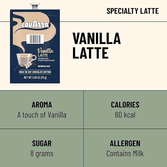 Lavazza Vanilla Latte Flavia Freshpacks, Case of 72