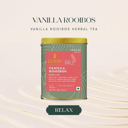 Luxmi Estates - Rooibos Vanilla - Organic Rooibos Tea with Natural Vanilla Extract - Loose Leaf - 100g (50 Cups)| Limited Fall Tea, Calming and Relaxing