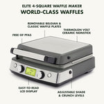 Load image into Gallery viewer, GreenPan Elite 4-Square Belgian &amp; Classic Waffle Maker,Healthy Ceramic Nonstick Dishwasher Safe Plate, Adjustable Shade/Crunch Control, Wont Overflow, Easy Clean, Breakfast,PFAS-Free,Graphite