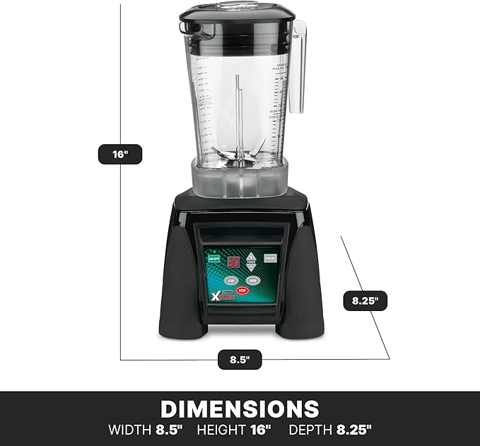 Waring Commercial MX1100XTXP 3.5 HP Blender with Electronic Keypad, 30 Second Countdown Timer and 48 oz BPA Free Container, 120V, 5-15 Phase Plug,Black