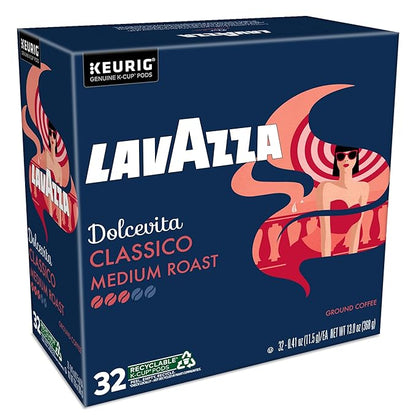 Lavazza Dolcevita Classico, Single-Serve Keurig K-Cup Pods, Medium Roast Coffee, 32-Count Box