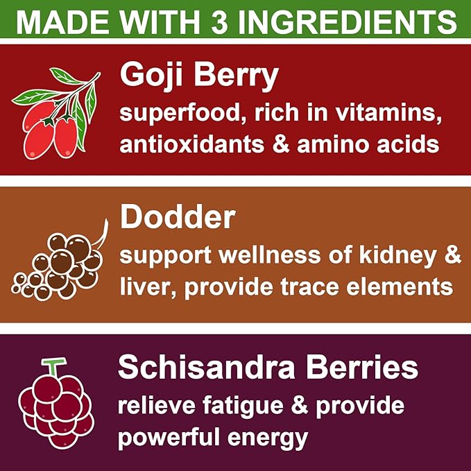 FullChea - Goji Berry Tea For Men, 30 Count X 6g - Premium Five Flavors Herbal Tea Combination - Schisandra Berries, Dodder, Wolfberry - Support Kidney Health & Boost Energy