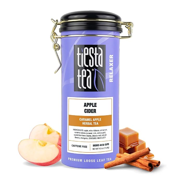 Tiesta Tea - Apple Cider, Loose Leaf, Caramel Apple Herbal Tea, Blend, Non-Caffeinated, Makes Hot or Iced Up to 40-50 Cups, 4oz Refillable Tin