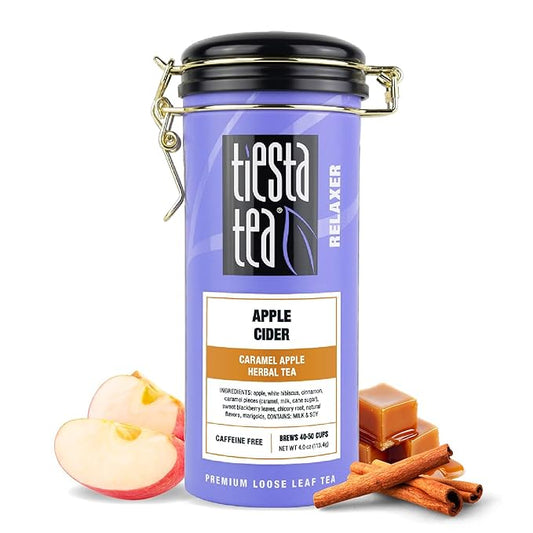 Tiesta Tea - Apple Cider, Loose Leaf, Caramel Apple Herbal Tea, Blend, Non-Caffeinated, Makes Hot or Iced Up to 40-50 Cups, 4oz Refillable Tin