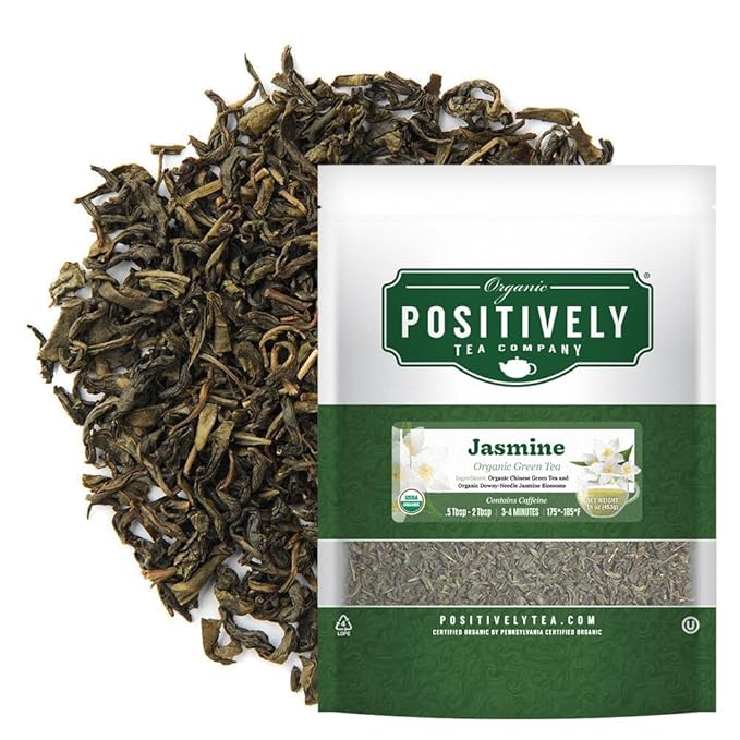 Organic Positively Tea Company, Jasmine Green Tea, Loose Leaf, 16 Ounce