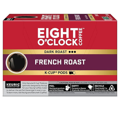 Eight O'Clock Coffee French Roast, Single-Serve Coffee K-Cup Pods, Dark Roast, 60 Count (6 packs of 10)