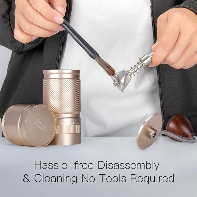 Manual Coffee Grinder with Numerical External Adjustable Setting, Capacity 30g with CNC Stainless Steel Conical Burr (gold)