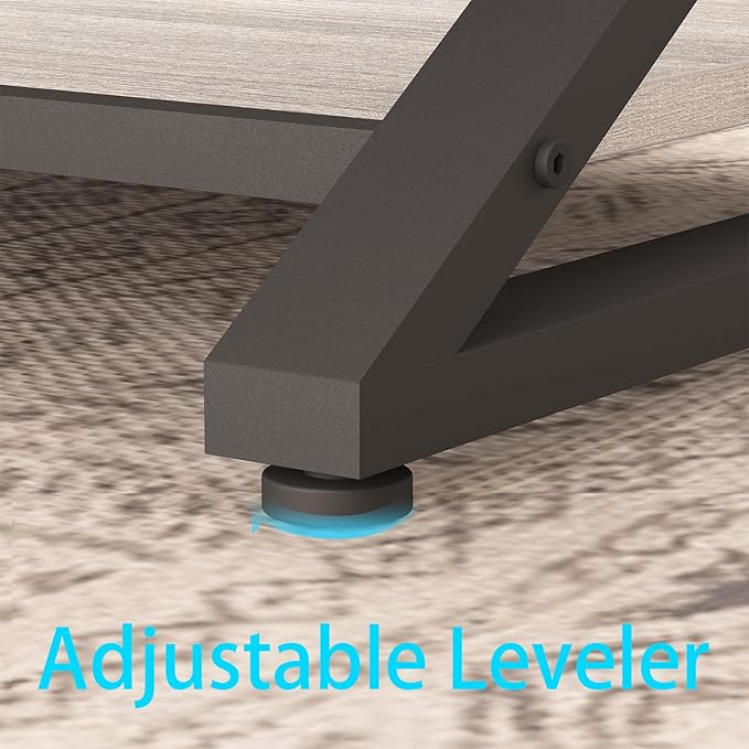 HSH Coffee Table with Storage, Farmhouse Grey Living Room Center Table, Industrial Wood and Metal Rectangle Coffee Tables, Simple Rustic 2 Tie Cocktail Tea Table for Home Office Bedroom, 47 Inch