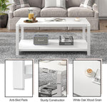 Load image into Gallery viewer, EXCEFUR White Coffee Table with Storage, Modern Center Table for Living Room, Rustic Wood and Metal Cocktail Tables, White Oak