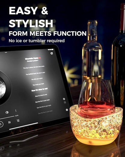Wine Chiller for Glass Stemless Wine Glass Chiller Keeps Your Glasses of Vino Cold 10 Color Light Modes Separable Wine Essentials Accessories (ORANGE)