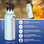 Load image into Gallery viewer, Volhoply 17oz Insulated Water Bottle Bulk 2 Pack,Stainless Steel Kids Water Bottles with Straw Lid,Double Wall Vacuum Metal Water Bottle,Reusable Sports School Flask Keep Hot &amp; Cold (Fog,2 Set)