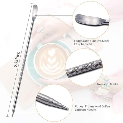 Espresso Milk Frothing Pitcher, Stainless Steel 300Z/900ML Coffee Milk Frother Cup with Decorating Art Pen for Espresso Machine, Latte Art