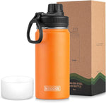 Load image into Gallery viewer, koodee Kids Water Bottle-16 oz Stainless Steel Vacuum Insulated Water Bottle for Back to School Wide Mouth Flask with Leakproof Spout Lid (Cosmic Orange)