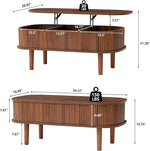 Load image into Gallery viewer, Fluted Lift Top Coffee Table with Hidden Compartment, Fully Assembled Wooden Center Table, Modern Oval Lift Tabletop for Home Living Room Office, Walnut