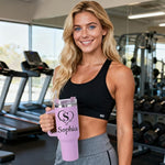 Load image into Gallery viewer, Ships Next Day,Birth Flower 40 Oz Tumbler with Handle and Straw, Personalized Tumbler with Name Insulated Cup Reusable Stainless Steel Water Bottle Travel Mug Christmas Birthday Gifts for Women