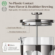 Veken French Press Coffee Maker 34oz 1 L, Heat Resistant Thickened Borosilicate Glass, No Plastic Touching Cafe, Stainless Steel Brewer,Cold Brew Cafetera Teapot for Kitchen Travel Camping,Dark Pewter