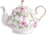 Load image into Gallery viewer, Flower Ceramic Teapot,22oz Porcelain Tea pot for Tea Coffee Milk for Office Home Men Women as Gift (White and big flowers)