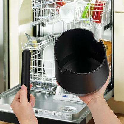 Espresso Knock Box - 5.8 Inch Coffee Knock Box Espresso, Shock-absorbent espresso grounds knock box with Removable Knock Bar and Non-Slip Base for easy coffee ground disposal(Round)