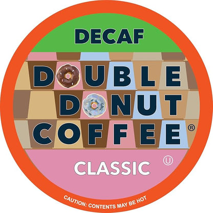 Double Donut Medium Roast Decaf Coffee Pods, Classic, for Keurig K-Cup Machines, 96 Single-Serve Capsules per Box