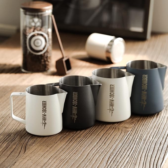MHW-3BOMBER Espresso Steaming Pitcher Milk Frothing Pitcher Stainless Steel Milk Coffee Cappuccino Latte Art Barista Cup (5.0 Matte Black, 13.5oz/400ml)