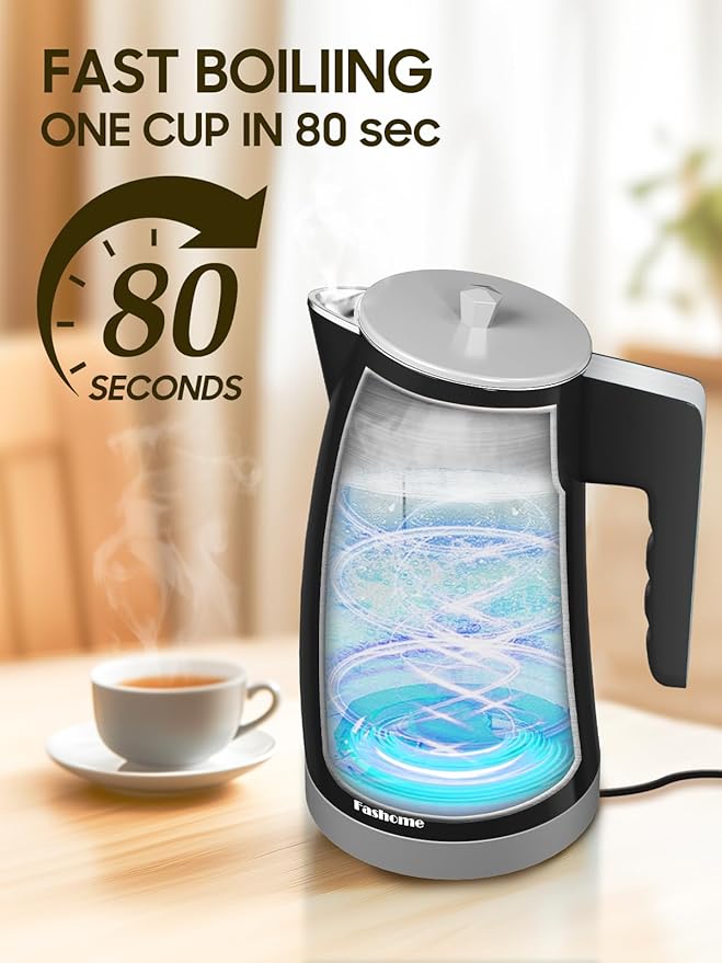 Temperature Control Electric Kettle, 5 Temp Presets, 2H Keep Warm, 1.25L 1200W Fast Boil with LED Display, Cool-Touch Design with Auto Shut-Off, Cordless Design (Gray)