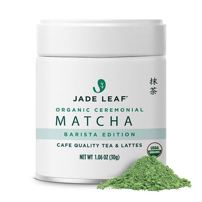 Jade Leaf Matcha Organic Ceremonial Grade Green Tea Powder - Barista Edition For Cafe Quality Tea & Lattes - Authentic Japanese Origin (1.06 Ounce Tub)