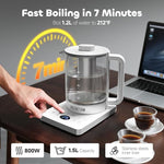 Load image into Gallery viewer, Electric Tea Kettle with Infuser, 1.5L Glass Water Boiler with Temperature Control, 24H Keep Warm &amp; Auto Shut-Off, White