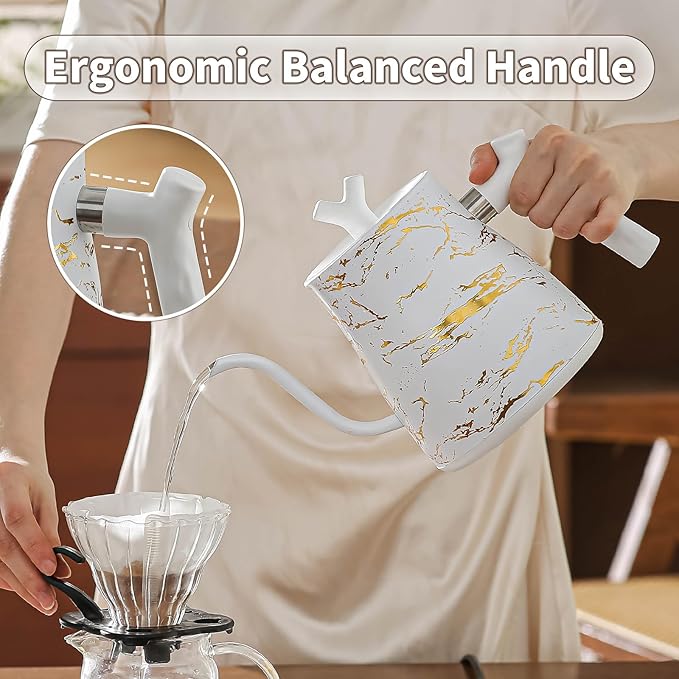 Water Kettle Electric Gooseneck Kettle with 50pcs Coffee Filter,±1℉ Temperature Control, Stainless Steel, Matte Material,Fast Heating, Ideal for Precise Pour-Over Coffee and Tea