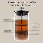 Load image into Gallery viewer, Veken French Press Coffee Maker 21oz 0.6 L, Heat Resistant Thickened Borosilicate Glass,Stainless Steel Brewer,Single Serve Small Pot, Cold Brew Cafetera Teapot for Kitchen Travel Camping, Dark Pewter