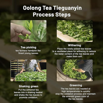iTeaworld Tieguanyin-Green Oolong tea loose leaf - Natural Orchid Fragrance Authentic Fujian Anxi Tieguanyin 100g - Whole Tea leaves Oolong Tea for Health with 20 Empty Tea Bags, 3.5oz