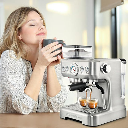 CASABREWS 5700Gense Espresso Machine with Grinder, Barista-Style Cappuccino Maker with Milk Frother Steam Wand, Professional Coffee Maker with Removable Water Tank for Cappuccinos and Lattes