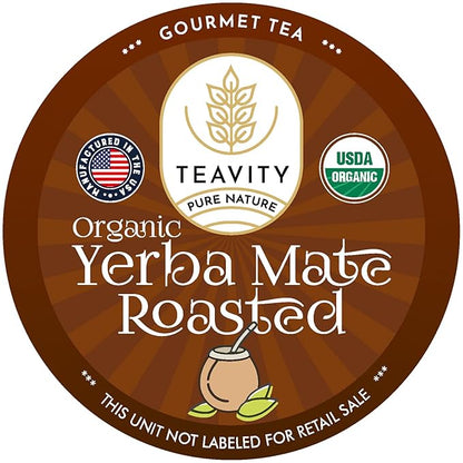 Organic Yerba Roasted Mate Tea Pods for Keurig by Teavity (24 Tea Pods)