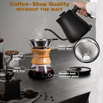 Load image into Gallery viewer, Pour Over Coffee Maker with Reusable Stainless Steel Drip Filter, Lead-Free Borosilicate Glass Coffee Carafe with Modern Wooden Collar for 1-4Cup, Circular Clear (600ml/20oz)